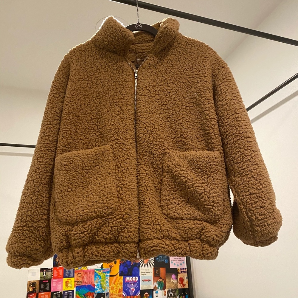 Tan Sherpa Zip Up Jacket